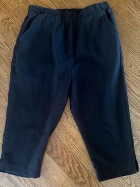 Women’s Black Casual Pull-On Cropped Elastic Capris Waist Pants Laura Scott Sz M